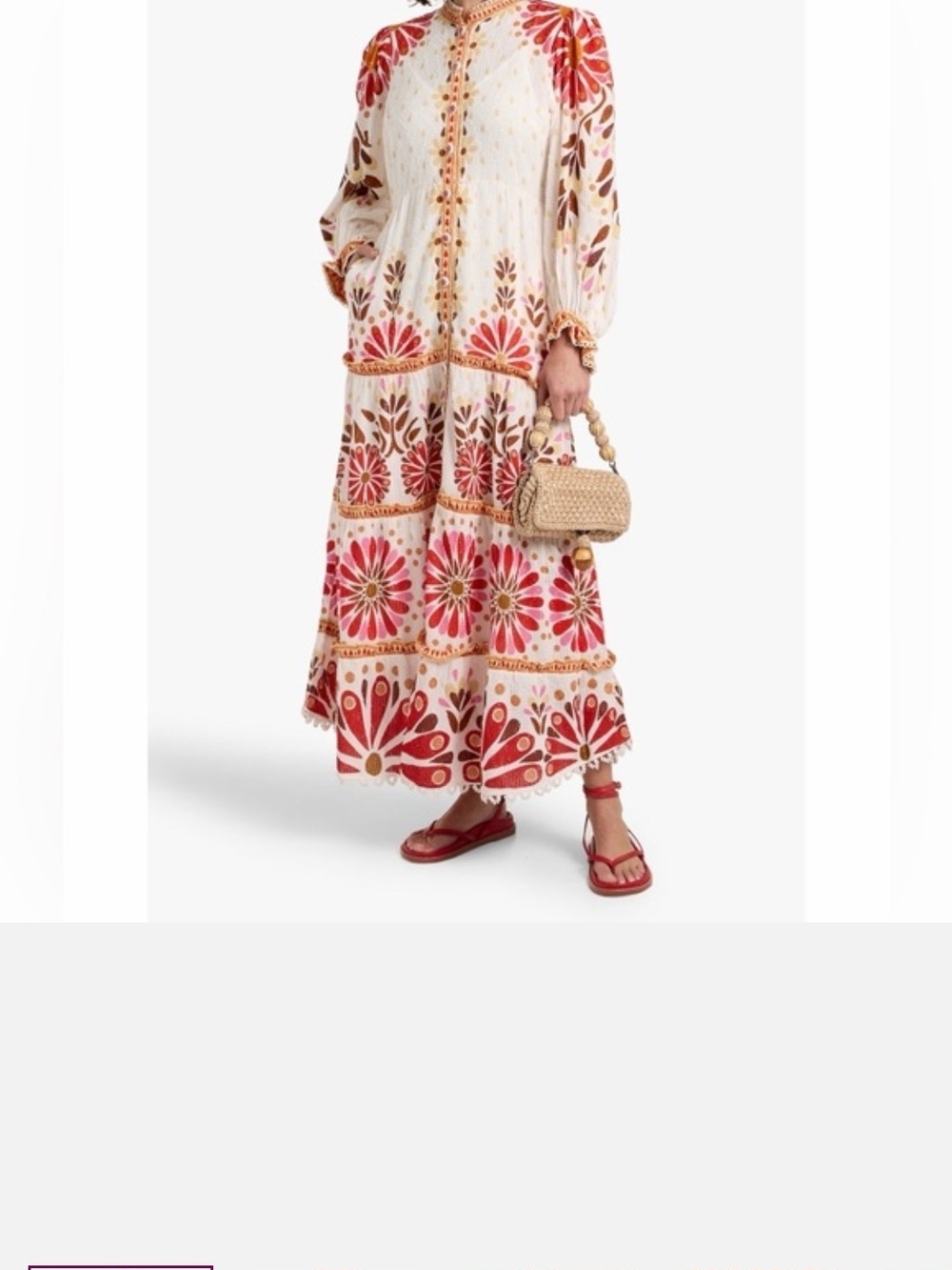 FARM Rio White Embroidered Floral Tunic with Orange and Yellow Accents